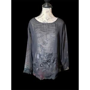 Vintage Victoria’s Secret Sheer Black Lace Trim Blouse - Size Small